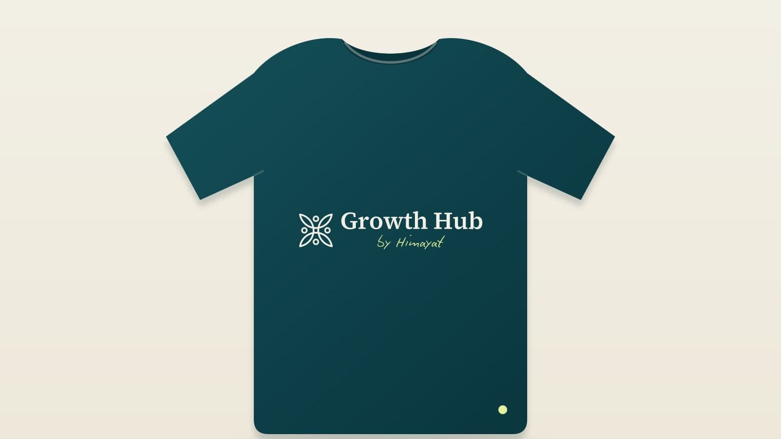 Growth Hub Tee — teal organic cotton tee with the Growth Hub by Himayat lockup on the chest
